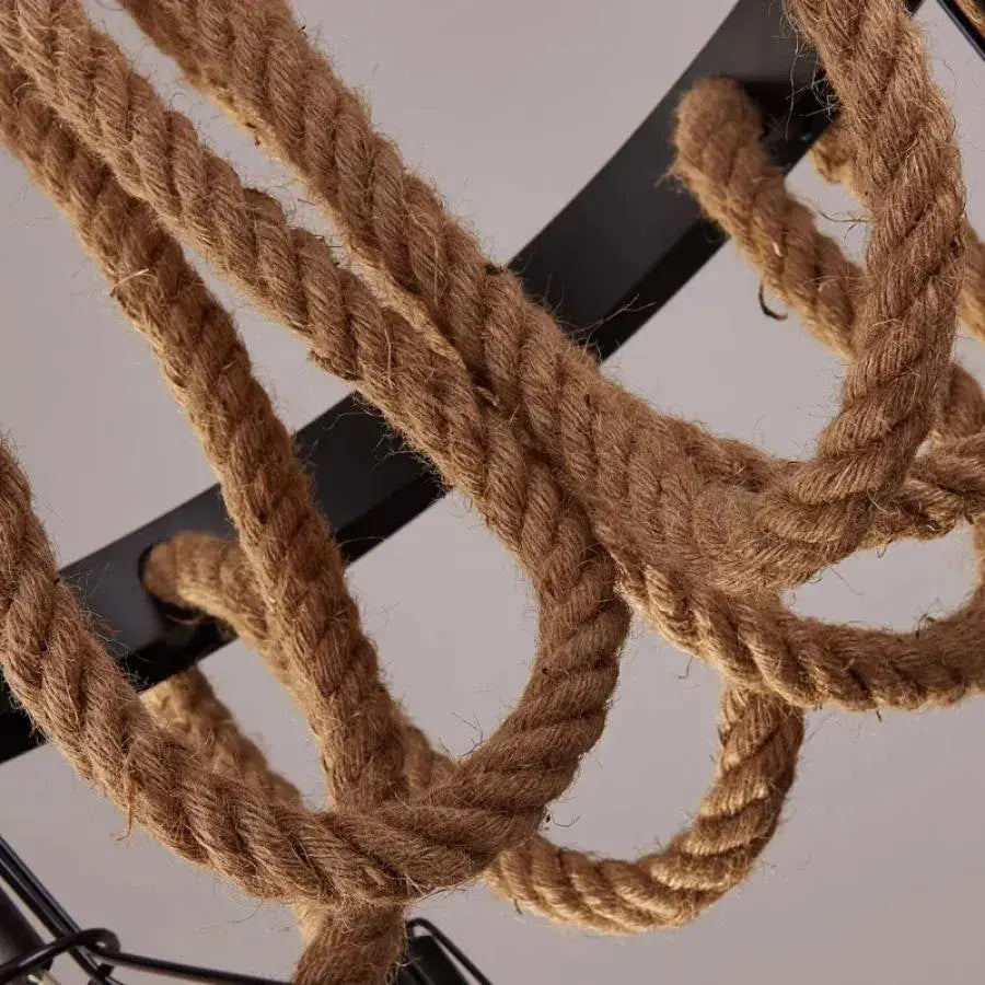 Andy Chandelier 6x E27 Metal and Brown Rope Vintage Chandeliers Προεπιλεγμένος τίτλος Alessandro Design