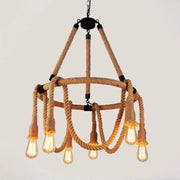 Rustic String Chandelier 6x E27 Circular Rope Suspended Vintage Chandeliers Προεπιλεγμένος τίτλος Alessandro Design