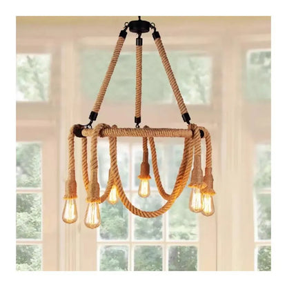 Rustic String Chandelier 6x E27 Circular Rope Suspended Vintage Chandeliers Προεπιλεγμένος τίτλος Alessandro Design