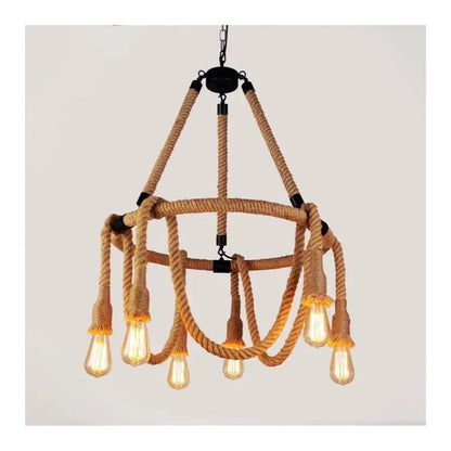 Rustic String Chandelier 6x E27 Circular Rope Suspended Vintage Chandeliers Προεπιλεγμένος τίτλος Alessandro Design