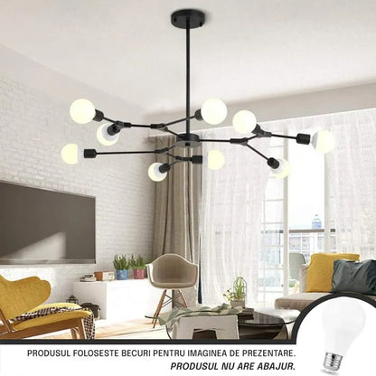 Lustra Architek Nona, 9x E27, Μαύρο, Metal Luster Industrial Προεπιλεγμένος τίτλος Alessandro Design