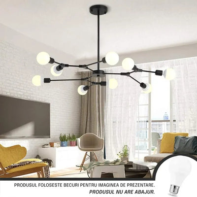 Πολυέλαιος Architek Nona, 9x E27, Μαύρος, Μεταλλ