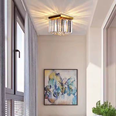 Πολυέλαιος MARTINEZ Linear Luxe Crystal, Διάμετρος 35cm, 4x E14, Γυαλιστερό Χρυσό