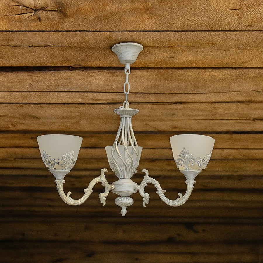 Πολυέλαιος VINTAGE, Τύπος κρεμαστό, COTTAGE, Circular, 3xE27, Glass and Metal, White Classic Chandeliers Προεπιλεγμένος τίτλος Alessandro Design