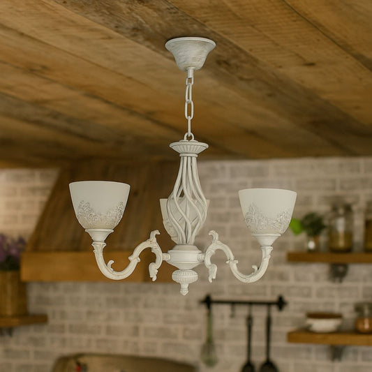 Πολυέλαιος VINTAGE, Τύπος κρεμαστό, COTTAGE, Circular, 3xE27, Glass and Metal, White Classic Chandeliers Προεπιλεγμένος τίτλος Alessandro Design