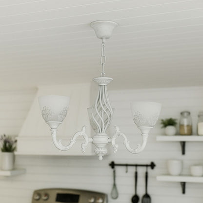Πολυέλαιος VINTAGE, Τύπος κρεμαστό, COTTAGE, Circular, 3xE27, Glass and Metal, White Classic Chandeliers Προεπιλεγμένος τίτλος Alessandro Design