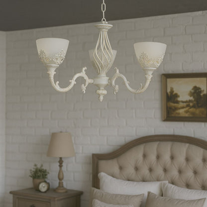 Πολυέλαιος VINTAGE, Τύπος κρεμαστό, COTTAGE, Circular, 3xE27, Glass and Metal, White Classic Chandeliers Προεπιλεγμένος τίτλος Alessandro Design