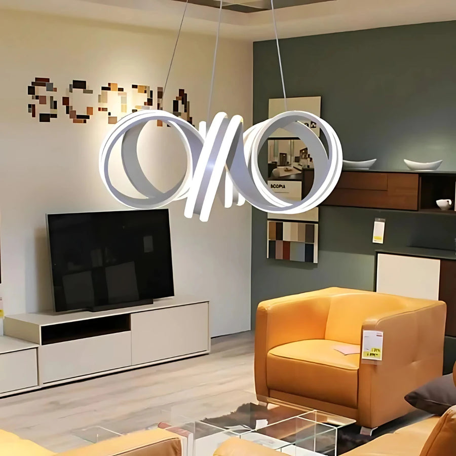 Κρεμαστός πολυέλαιος LED με τηλεχειριστήριο INFINITY TWIST 180W, Κυματιστό, Κρύο/Ζεστό/Ουδέτερο φως, Ρυθμιζόμενο, Λευκό, Ρυθμιζόμενο ύψος Μοντέρνοι Πολυέλαιοι Προεπιλεγμένος τίτλος Alessandro Design