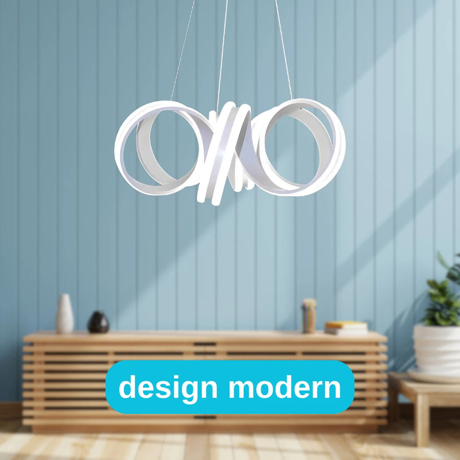 Κρεμαστός πολυέλαιος LED με τηλεχειριστήριο INFINITY TWIST 180W, Κυματιστό, Κρύο/Ζεστό/Ουδέτερο φως, Ρυθμιζόμενο, Λευκό, Ρυθμιζόμενο ύψος Μοντέρνοι Πολυέλαιοι Προεπιλεγμένος τίτλος Alessandro Design