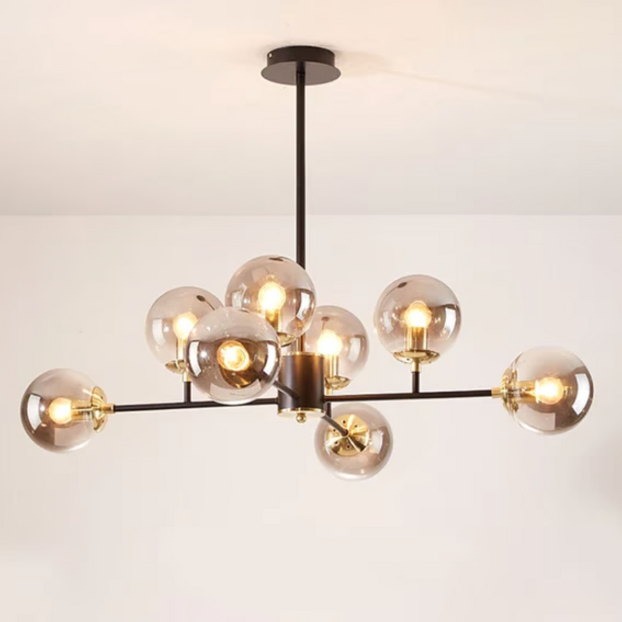 Jermija Chandelier with Lampshade, 8x E27, Black Gold Lighting Fixtures Προεπιλεγμένος τίτλος Alessandro Design