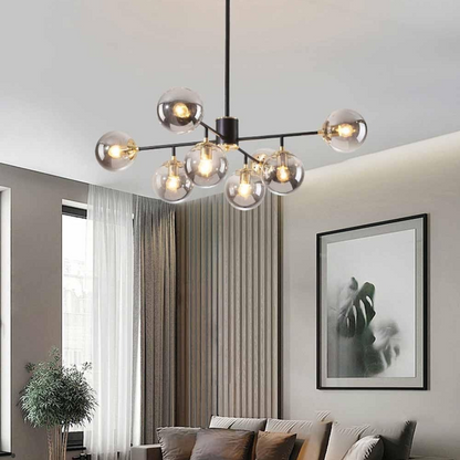 Jermija Chandelier with Lampshade, 8x E27, Black Gold Lighting Fixtures Προεπιλεγμένος τίτλος Alessandro Design