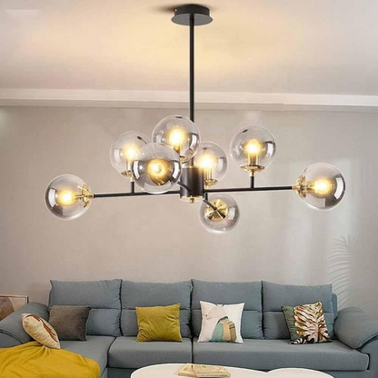 Jermija Chandelier with Lampshade, 8x E27, Black Gold Lighting Fixtures Προεπιλεγμένος τίτλος Alessandro Design