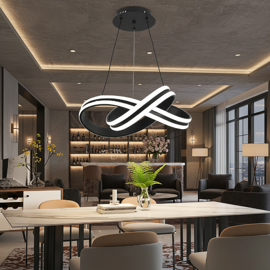 Κρεμαστός πολυέλαιος LED με τηλεχειριστήριο INFINITY LOOP 61W, Κρύο/Ζεστό/Ουδέτερο φως, Ρυθμιζόμενο, Μαύρο, ρυθμιζόμενου ύψους Πολυέλαιοι LED με τηλεχειριστήριο Προεπιλεγμένος τίτλος Alessandro Design