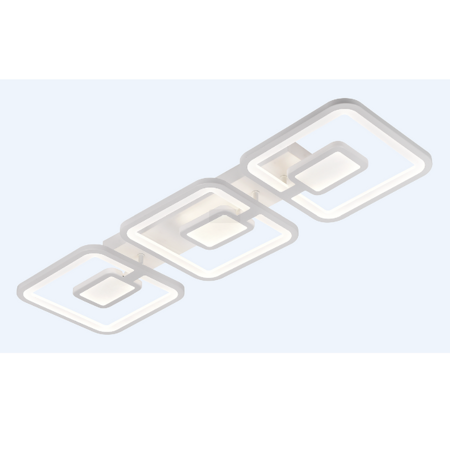 Πολυέλαιος LED με τηλεχειριστήριο FELIX 87W, 3 τετράγωνα, κρύο/θερμό/ουδέτερο φως, ρυθμιζόμενο, λευκοί πολυέλαιοι LED με τηλεχειριστήριο Προεπιλεγμένος τίτλος Alessandro Design
