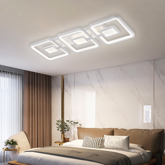 Πολυέλαιος LED με τηλεχειριστήριο FELIX 87W, 3 τετράγωνα, κρύο/θερμό/ουδέτερο φως, ρυθμιζόμενο, λευκοί πολυέλαιοι LED με τηλεχειριστήριο Προεπιλεγμένος τίτλος Alessandro Design