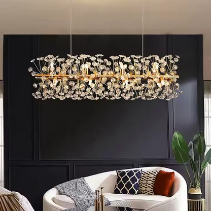 Crystal Chandelier MINUET 9x G9, Length 70cm, Shiny Gold, Ρυθμιζόμενο ύψος Crystal Chandelier Προεπιλεγμένος τίτλος Alessandro Design