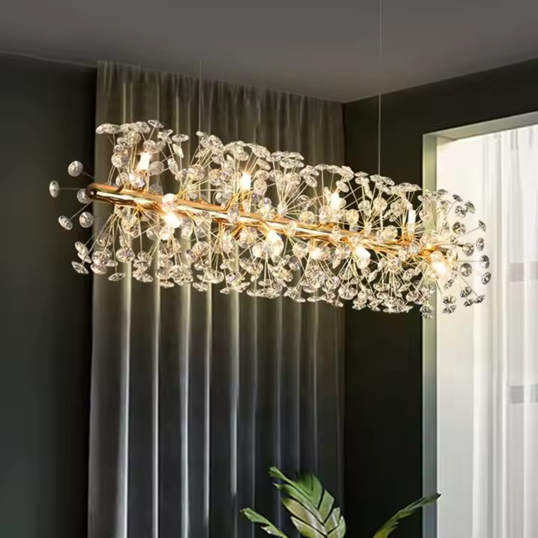 Crystal Chandelier MINUET 9x G9, Length 70cm, Shiny Gold, Ρυθμιζόμενο ύψος Crystal Chandelier Προεπιλεγμένος τίτλος Alessandro Design