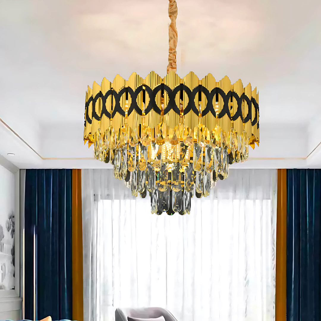 Crystal Chandelier PIERREFONDS Nobile 5xE14, Διάμετρος 38,5cm, Γυαλιστερό Χρυσό, Ρυθμιζόμενο Ύψος Crystal Chandeliers Προεπιλεγμένος τίτλος Alessandro Design