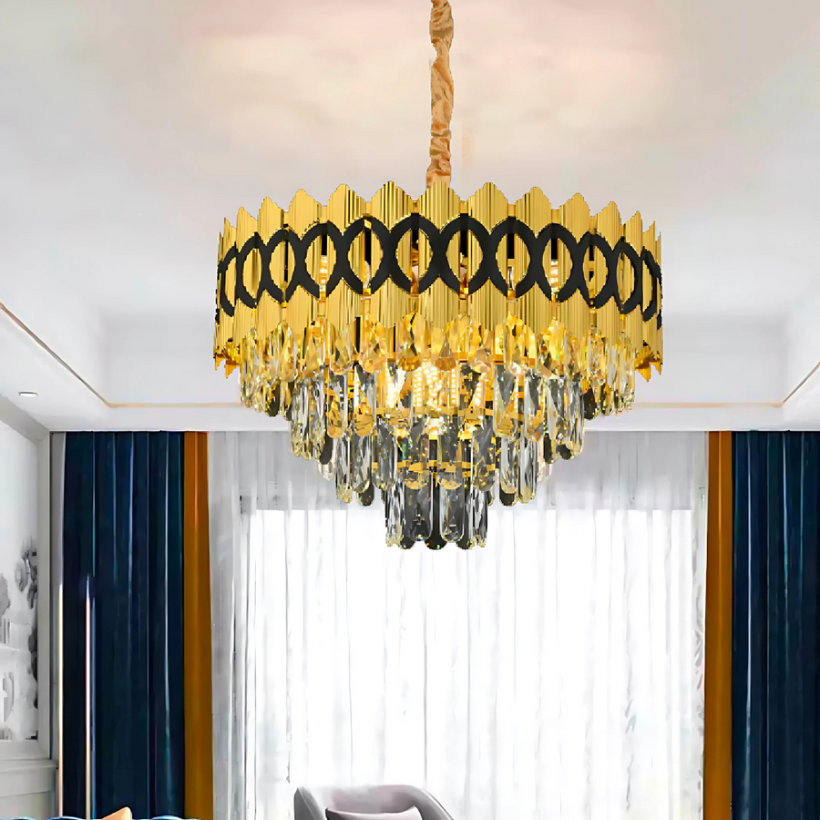 Crystal Chandelier PIERREFONDS Nobile 5xE14, Διάμετρος 38,5cm, Γυαλιστερό Χρυσό, Ρυθμιζόμενο Ύψος Crystal Chandeliers Προεπιλεγμένος τίτλος Alessandro Design