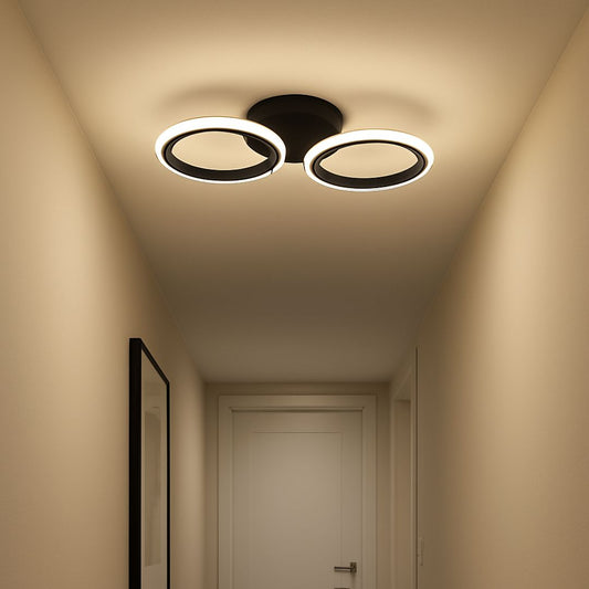 LARGE LED Πολυέλαιος 28W, 2 Κύκλοι, Κρύο/Ζεστό/Ουδέτερο φως, Μαύρο