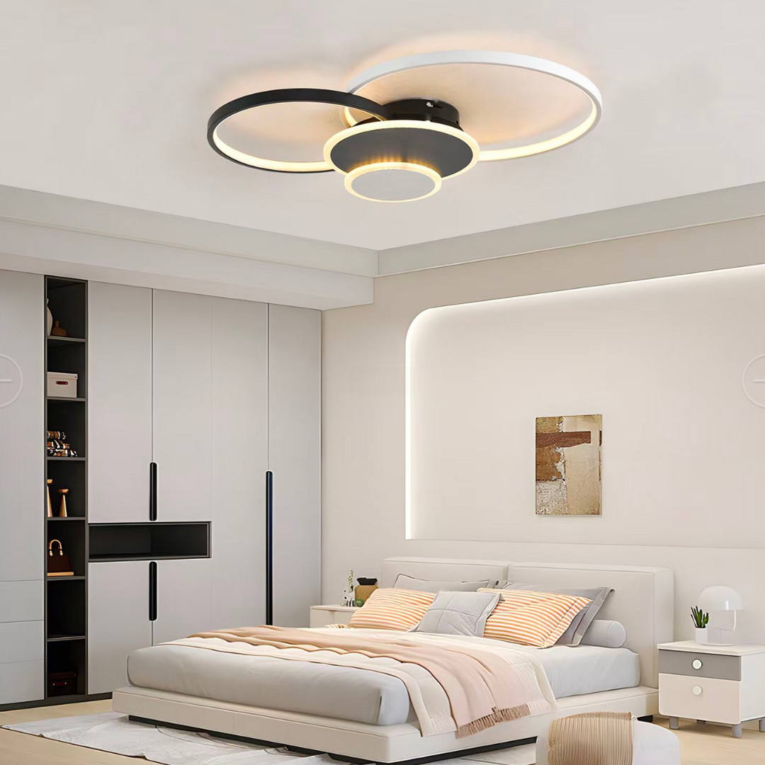 Πολυέλαιος LED με τηλεχειριστήριο KILLIAN 80W, 4 κύκλοι, κρύο/θερμό/ουδέτερο φως, ρυθμιζόμενο, μαύρο λευκό πολυέλαιοι LED με τηλεχειριστήριο Προεπιλεγμένος τίτλος Alessandro Design