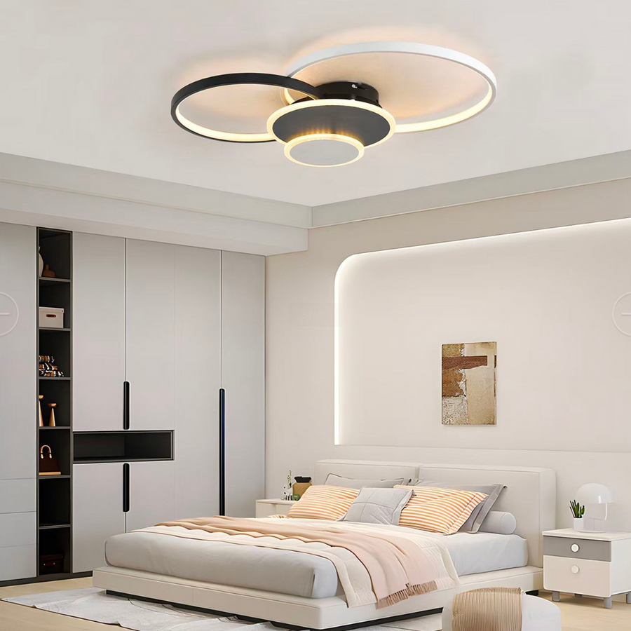 Πολυέλαιος LED με τηλεχειριστήριο KILLIAN 80W, 4 κύκλοι, κρύο/θερμό/ουδέτερο φως, ρυθμιζόμενο, μαύρο λευκό πολυέλαιοι LED με τηλεχειριστήριο Προεπιλεγμένος τίτλος Alessandro Design
