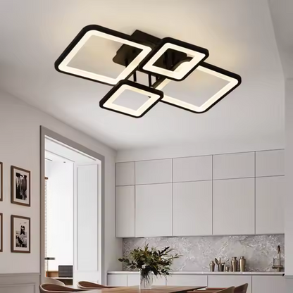 Πολυέλαιος LED με τηλεχειριστήριο MUGE 112W, 4 τετράγωνα, κρύο/θερμό/ουδέτερο φως, ρυθμιζόμενο, μαύροι πολυέλαιοι LED με τηλεχειριστήριο Προεπιλεγμένος τίτλος Alessandro Design
