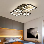 Πολυέλαιος LED με τηλεχειριστήριο MUGE 112W, 4 τετράγωνα, κρύο/θερμό/ουδέτερο φως, ρυθμιζόμενο, μαύροι πολυέλαιοι LED με τηλεχειριστήριο Προεπιλεγμένος τίτλος Alessandro Design