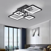 Πολυέλαιος LED με τηλεχειριστήριο MUGE 112W, 4 τετράγωνα, κρύο/θερμό/ουδέτερο φως, ρυθμιζόμενο, μαύροι πολυέλαιοι LED με τηλεχειριστήριο Προεπιλεγμένος τίτλος Alessandro Design