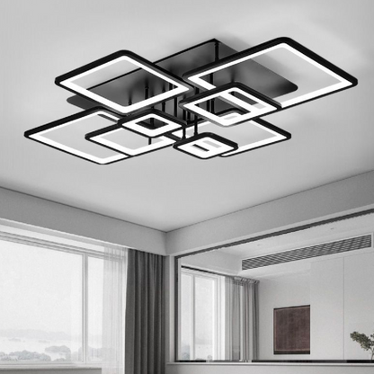 Πολυέλαιος LED με τηλεχειριστήριο ELLA 186W, 8 τετράγωνα, κρύο/θερμό/ουδέτερο φως, ρυθμιζόμενο, μαύροι πολυέλαιοι LED με τηλεχειριστήριο Προεπιλεγμένος τίτλος Alessandro Design
