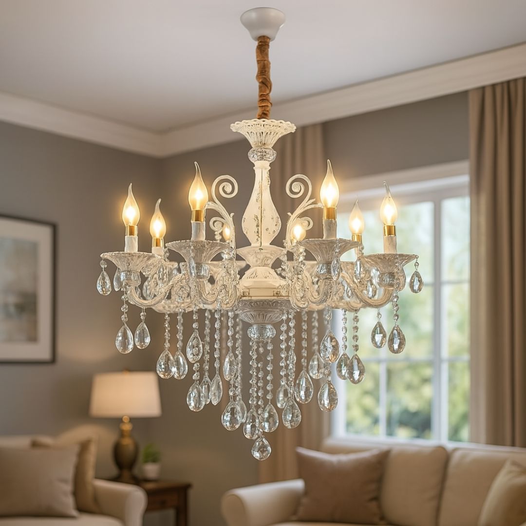 Crystal Chandelier SANSSOUCI Magno, 8xE14, Diameter 68cm, White Classic Chandeliers Προεπιλεγμένος τίτλος Alessandro Design