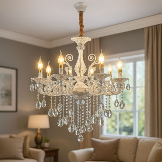 Crystal Chandelier SANSSOUCI Magno, 8xE14, Diameter 68cm, White Classic Chandeliers Προεπιλεγμένος τίτλος Alessandro Design