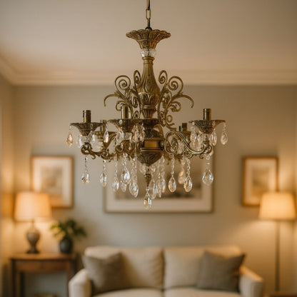 Crystal Chandelier SANSSOUCI Magno, 6xE14, Diameter 62cm, Antique Brass Classic Chandeliers Προεπιλεγμένος τίτλος Alessandro Design