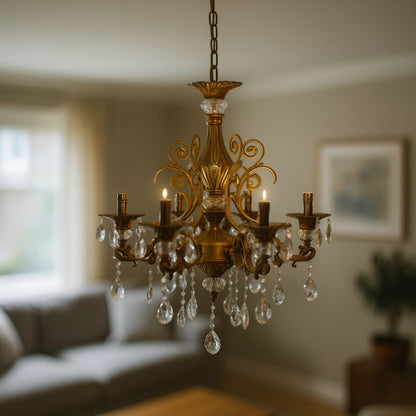 Crystal Chandelier SANSSOUCI Magno, 6xE14, Diameter 62cm, Antique Brass Classic Chandeliers Προεπιλεγμένος τίτλος Alessandro Design