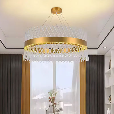 Κρυστάλλινος πολυέλαιος ALHAMBRA Eleganza, LED, 71W, Διάμετρος 50cm, Θερμό/Ψυχρό/Ουδέτερο φως, Ρυθμιζόμενο, Ρυθμιζόμενο Ύψος, Χρυσό