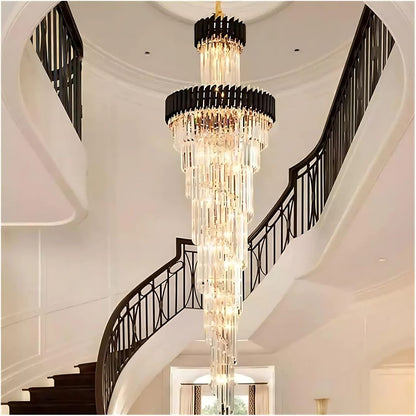 Candelabru Cristal CC900/600X1800, 27xE14, Diametru 60cm, Inaltime 180cm, Auriu Lucios si Negru, Inaltime Reglabila, Design Elegant Candelabre Cristal Default Title Alessandro Design
