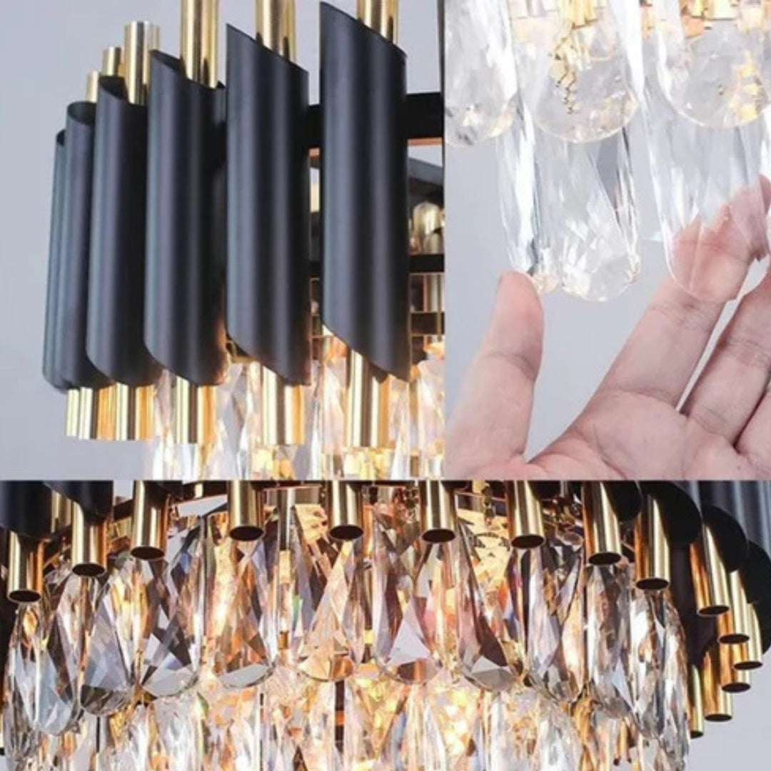 Crystal Chandelier VERSAILLES Supremo 12xE14, Διάμετρος 80cm, Γυαλιστερό χρυσό και μαύρο, Ρυθμιζόμενο ύψος Crystal Chandeliers Προεπιλεγμένος τίτλος Alessandro Design