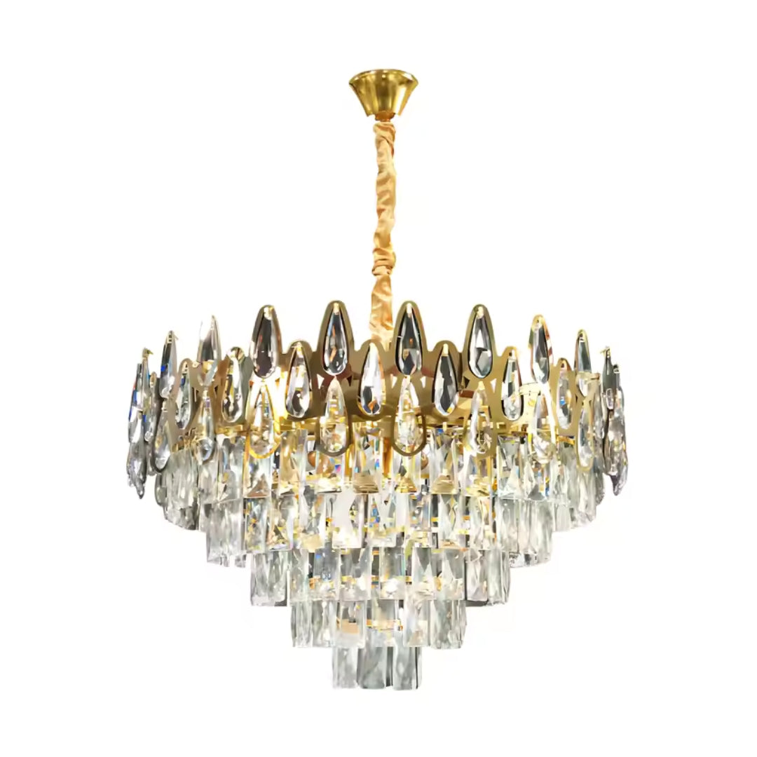 Crystal Chandelier ALHAMBRA Eleganza 8x E14, Diameter 50cm, Shiny Gold, Ρυθμιζόμενο Ύψος Crystal Chandelier Προεπιλεγμένος τίτλος Alessandro Design