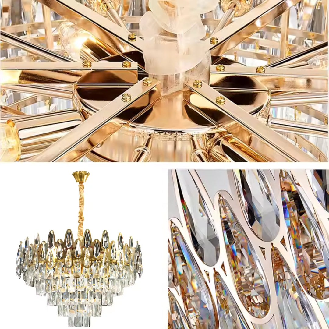 Crystal Chandelier ALHAMBRA Eleganza 8x E14, Diameter 50cm, Shiny Gold, Ρυθμιζόμενο Ύψος Crystal Chandelier Προεπιλεγμένος τίτλος Alessandro Design