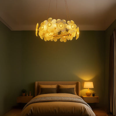 Κρυστάλλινος πολυέλαιος LED, Cadenza Allegro 40W, Διάμετρος 48cm, Ρυθμιζόμενο Ύψος, Χρυσός, Ζεστό/Ψυχρό/Ουδέτερο φως 3000K/4000K/6000K, Μέταλλο και Κρύσταλλο