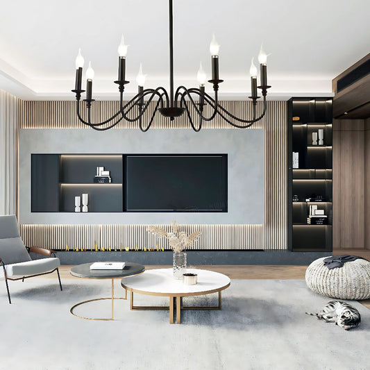Lustra Metalic AVANT, 92cm, tip Pendul cu brate, Rotunda, 8xE14, Negru Lustre Industrial Default Title Alessandro Design
