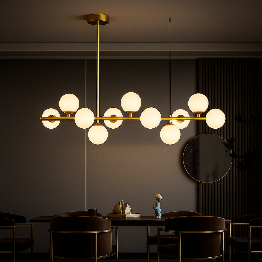 Lustra cu bec moderna LOFT Pavilion, 11x G9, Auriu, Metal, Inaltime Reglabila Lustre Moderne Default Title Alessandro Design