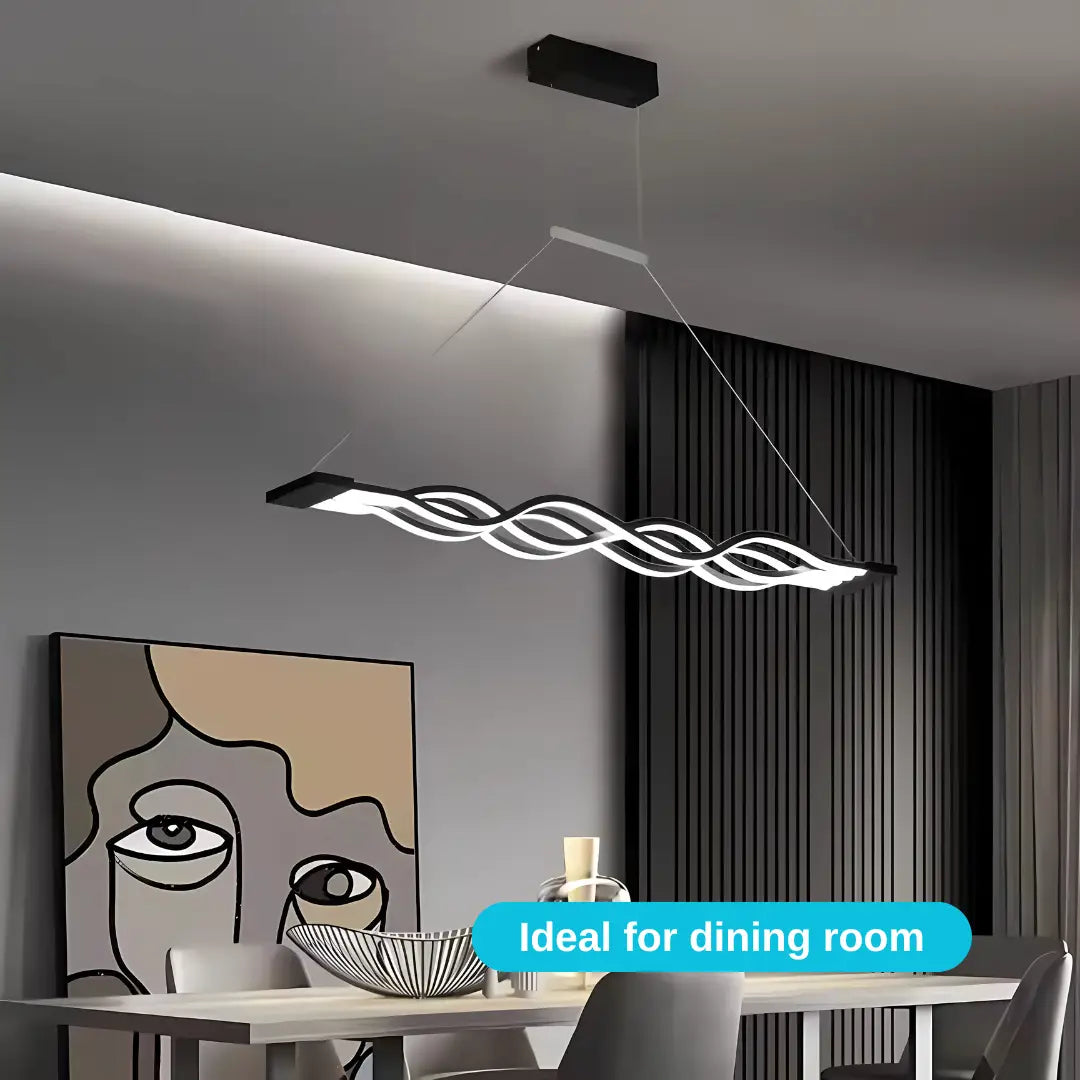 Κρεμαστός πολυέλαιος LED με τηλεχειριστήριο WAVE 89W, Γραμμικό, Κρύο/Ζεστό/Ουδέτερο φως, Ρυθμιζόμενο, Μαύρο, ρυθμιζόμενου ύψους Πολυέλαιοι LED με τηλεχειριστήριο Προεπιλεγμένος τίτλος Alessandro Design