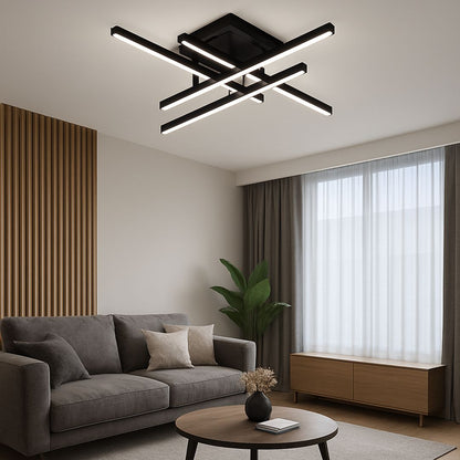 Πολυέλαιος LED με Τηλεχειριστήριο LINEX, 52W, 4 Στοιχεία, Γραμμικό, Κρύο/Ζεστό/Ουδέτερο φως, Ρυθμιζόμενο, Μαύροι πολυέλαιοι LED με τηλεχειριστήριο Προεπιλεγμένος τίτλος Alessandro Design