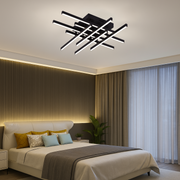 Πολυέλαιος LED με Τηλεχειριστήριο LINEX, 108W, 8 στοιχεία, Κρύο/Ζεστό/Ουδέτερο φως, Ρυθμιζόμενο, Μαύροι πολυέλαιοι LED με Τηλεχειριστήριο Προεπιλεγμένος τίτλος Alessandro Design