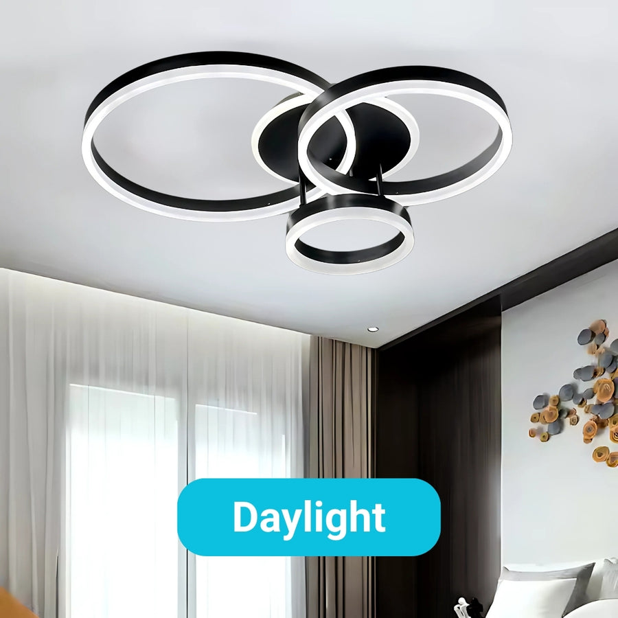 Πολυέλαιος LED με τηλεχειριστήριο RIGA LILITH, 68W, 3 κύκλοι, κρύο/θερμ/ουδέτερο φως, ρυθμιζόμενο, μαύροι πολυέλαιοι LED με τηλεχειριστήριο Προεπιλεγμένος τίτλος Alessandro Design