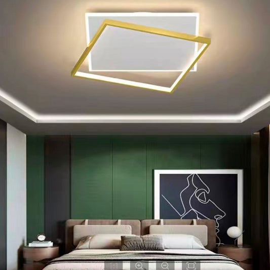 Πολυέλαιος LED με τηλεχειριστήριο SOLARA 66W, 2 τετράγωνα, κρύο/θερμό/ουδέτερο φως, ρυθμιζόμενο, χρυσό λευκό πολυέλαιοι LED με τηλεχειριστήριο Προεπιλεγμένος τίτλος Alessandro Design