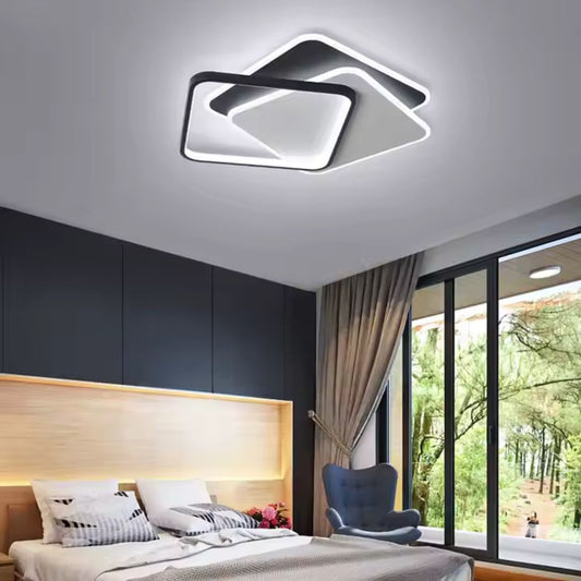 Πολυέλαιος LED με τηλεχειριστήριο OBLICO 120W, 3 τετράγωνα, κρύο/θερμ/ουδέτερο φως, ρυθμιζόμενο, μαύροι πολυέλαιοι LED με τηλεχειριστήριο Προεπιλεγμένος τίτλος Alessandro Design