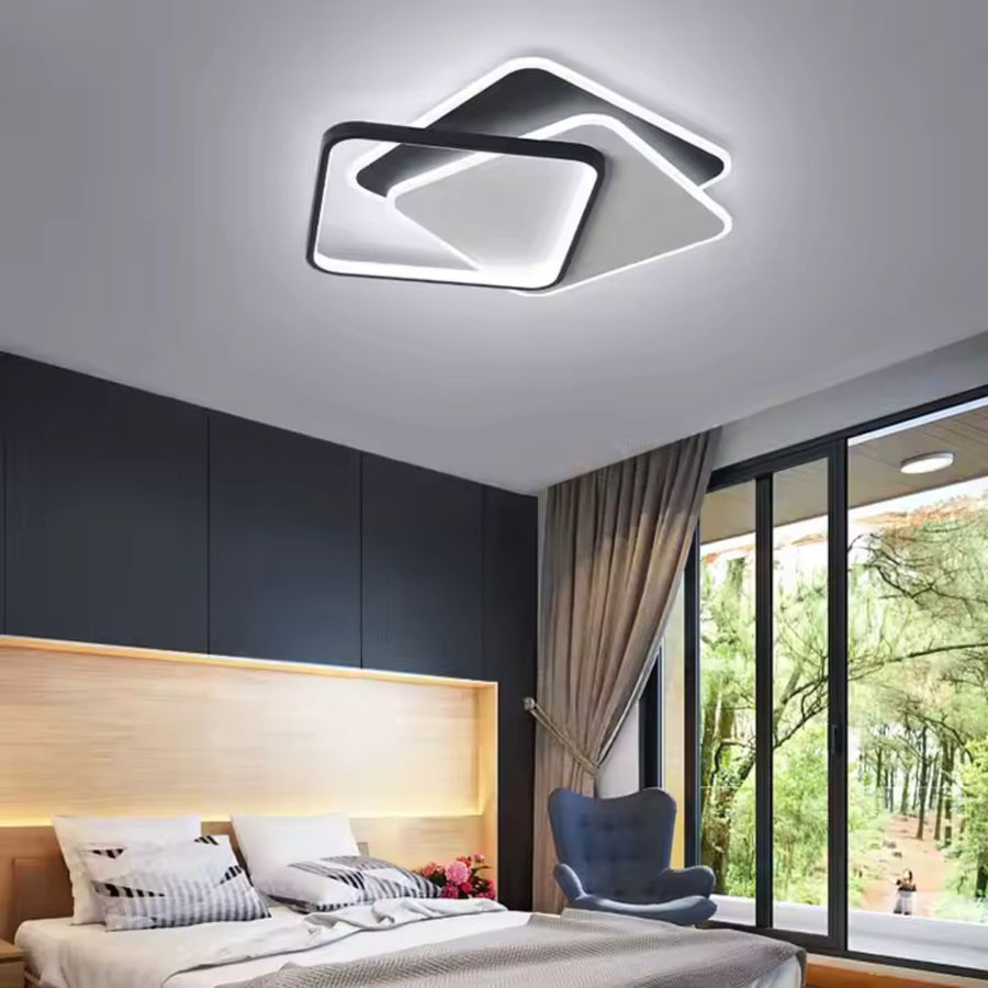 Πολυέλαιος LED με τηλεχειριστήριο OBLICO 120W, 3 τετράγωνα, κρύο/θερμ/ουδέτερο φως, ρυθμιζόμενο, μαύροι πολυέλαιοι LED με τηλεχειριστήριο Προεπιλεγμένος τίτλος Alessandro Design