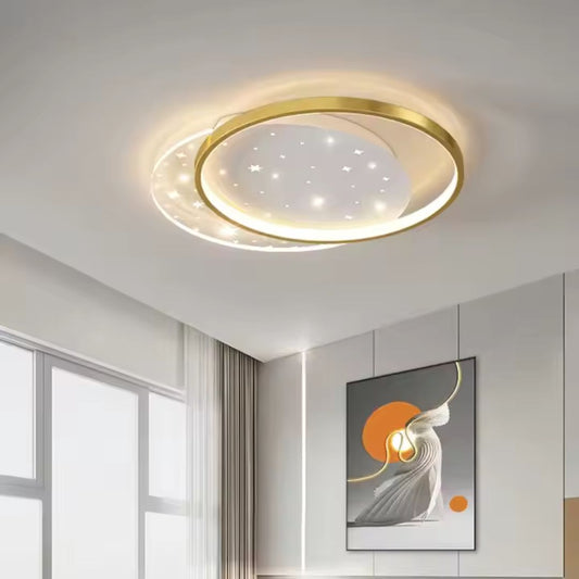 Lustra LED cu telecomanda LUNARO 38W, 2 Cercuri, lumina Rece/Calda/Neutra, Dimabila, Auriu Alb Lustre LED cu Telecomanda Default Title Alessandro Design
